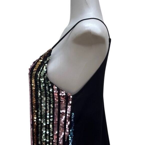 Crave Fame By Almost Famous Tank Top Women's Medium Rainbow Striped Sequined - Picture 9 of 15